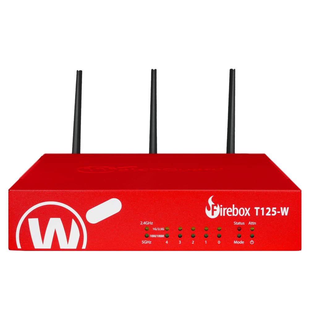 WatchGuard Firebox T125-W with 1 Year Basic Security Suite - Wi-Fi 7 Firewall, 1x 2.5Gb + 4X 1Gb Ports, High-Speed Security for Remote Offices (WGT126031)