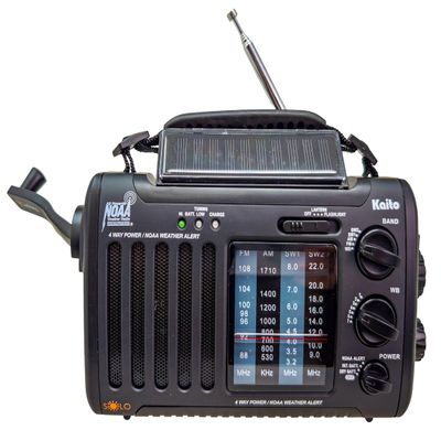 Kaito Voyager Solo Emergency AM FM SW NOAA Weather Alert Radio with Solar Crank Flashlight
