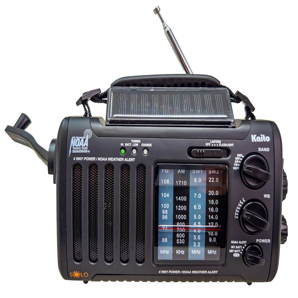 Kaito Voyager Solo Emergency AM FM SW NOAA Weather Alert Radio with Solar Crank Flashlight