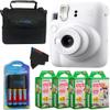 Fujifilm Instax Mini 12 Camera with Fujifilm Instant Mini Film and PixiBytes Microfiber Cleaning Cloth... (Clay White, Camera + 4 Twin Pack/CC1) view 1