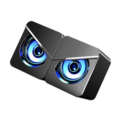 ARTIBETTER USB Powered Desktop Computer Speakers with Bass Diaphragm Dual Wired Stereo Loudspeakers for Laptop Phone Colorful Ambient Light and Independent Volume Control Compact Mini