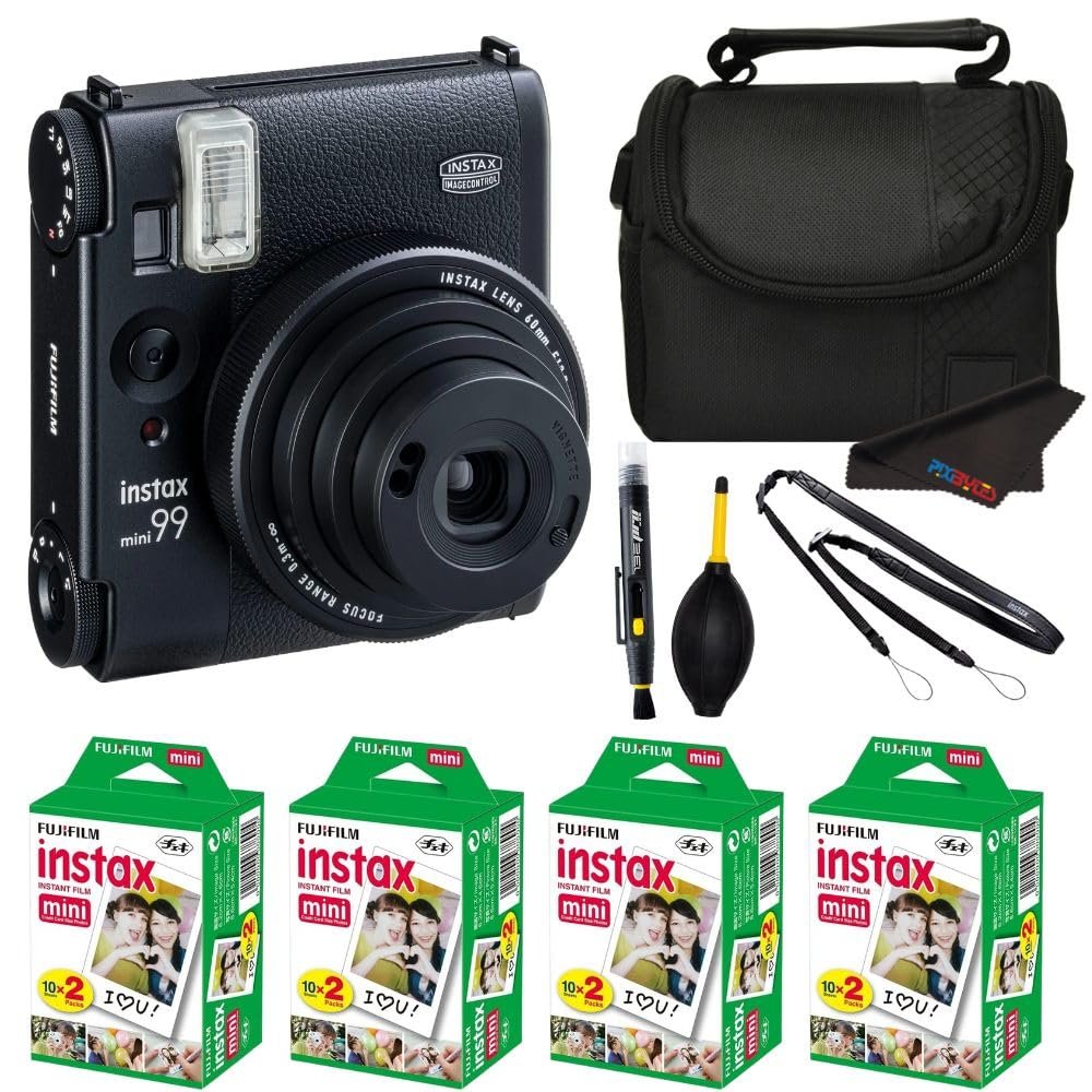 Fujifilm Instax Mini 99 Instant Film Camera with PixiBytes Microfiber Cleaning Cloth... (Camera + 4 Twin Pack)