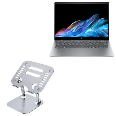 BoxWave Stand and Mount Compatible with HP OmniBook X 14 - Executive VersaView Laptop Stand, Ergonomic Adjustable Viewing Angle Metallic Riser - Metallic Silver