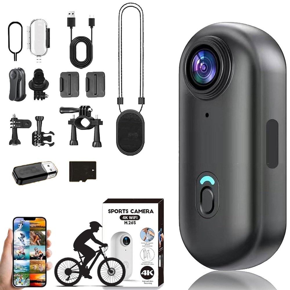 POV Camera, POV Camera 4K Thumb Cameras, Mini Action Cam, 170 Wide Angle, for Cycling, Pet Walking and Outdoors Activities (Black,128g)