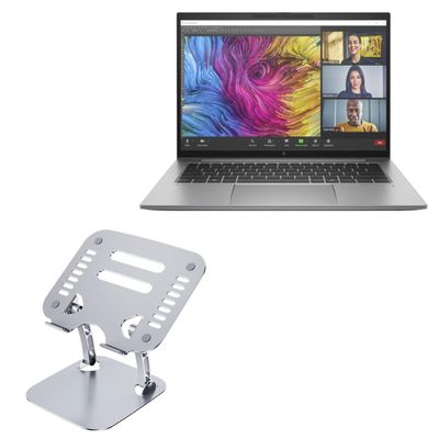 BoxWave Stand and Mount Compatible with HP ZBook Firefly G11 - Executive VersaView Laptop Stand, Ergonomic Adjustable Viewing Angle Metallic Riser - Metallic Silver