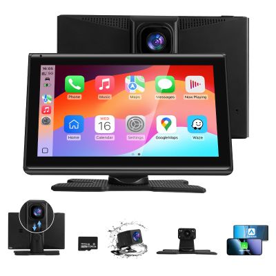 7" Wireless CarPlay Screen for Car- 4K Touchscreen, 4K Dash Cam &1080P Rear Camera64GB SD CardApple CarPlay & Android Auto, Bluetooth, GPS, Voice Control, Plug-and-Play with FM/AUX/Mirror Link