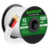 BAHIWOM 12 Gauge Wire 100FT CL2 Low Voltage Electrical Wire 12V/24V DC White Jacket Cable for Speaker,LED Strips, Automotive,Marine,Business view 1