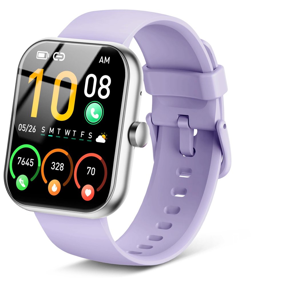 Smart Watch for Men Women (Answer/Make Call), 1.96" HD Fitness Tracker Running Watch, IP68 Waterproof,Pedometer, Sleep/Step/Activity/Heart Rate Monitor,110+ Sport Mode Smartwatch for Android,Lavender