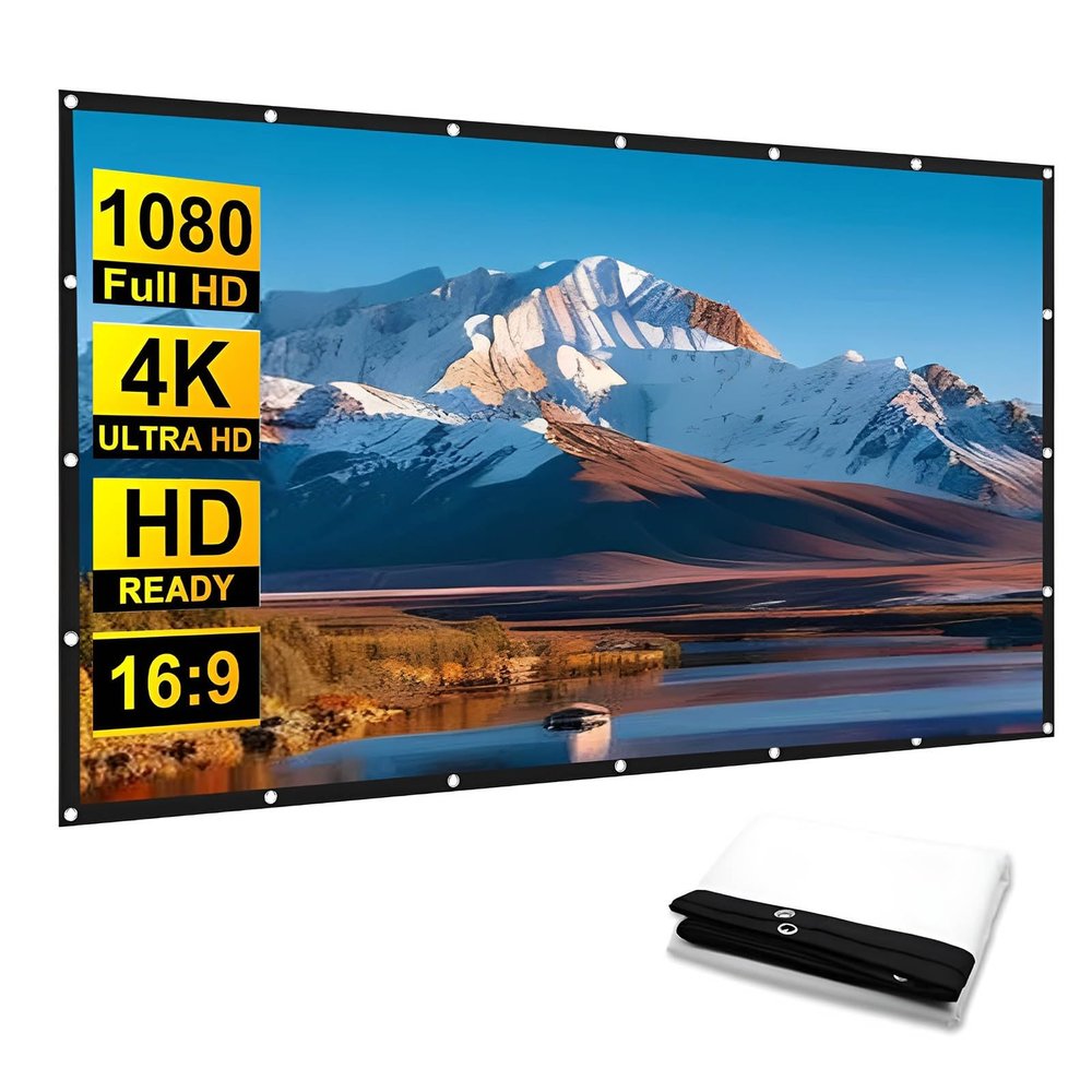 250 inch Large Projection Screen Foldable Anti-Crease, 16:9 Portable Projector Movies Screen for Home Theater Outdoor Indoor(72in)