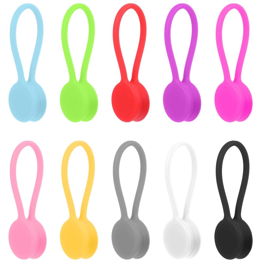 10 PCS Silicone Magnetic Cable Ties Cable Clips Cord Organizer Reusable Magnet Cables Organizer Silicone Cables Straps Management Cabl Cords for Bundling and Fastening Cabl Bookmark Fridge Magnets
