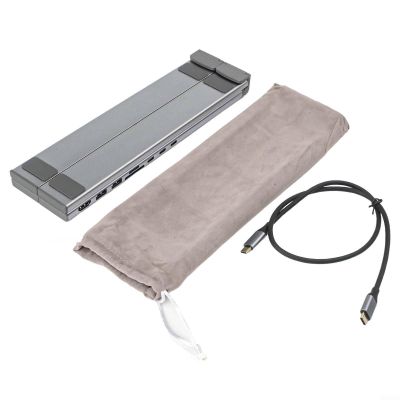 Ehlivhall USB C Laptop Docking Station Stand, 8-in-1 USB C Hub with 4K, SD/TF Card Reader, 2 USB-A 3.0, 2 USB-C PD 100W Fast Charging, Ergonomic Riser for MacBook Pro and Other Laptops