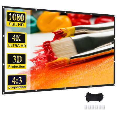 60-150 inch Outdoor Projector Screen, 4:3 HD Foldable Anti-Crease Portable Movies Screen for Home Theater, Camping Party, Office(150in)
