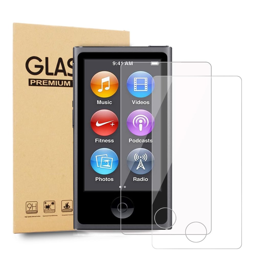 (2-Pack) High-Definition Clear Tempered Glass Screen Protector for iPod Nano 7th & 8th Generation  Scratch-Resistant & Impact Protection