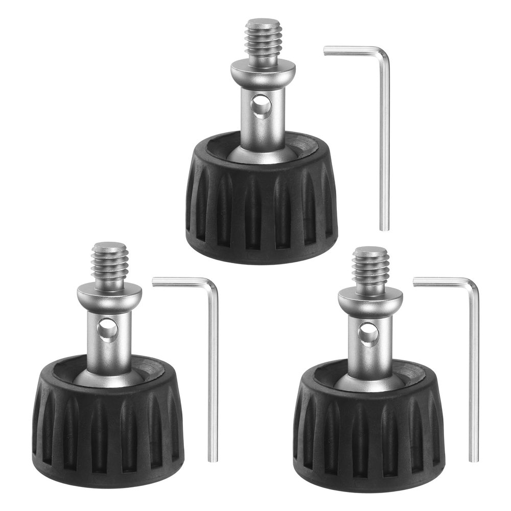 PATIKIL Rubber Foot Spike, 3 Pcs Universal Anti-Slip 3/8 Inch Thread Rubber Tripod Foot Pad Spikes Ball Head for Monopod Legs Replacement on Smooth Uneven Surface - (38x56mm)