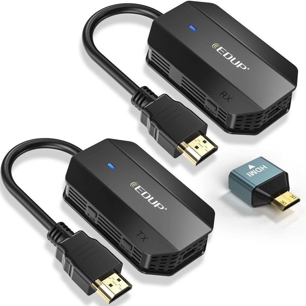 EDUP Wireless HDMI Transmitter and Receiver 4K Decode Input 1080P Output, Plug & Play, 165FT /50M Long Range Wireless HDMI Extender Low-Latency for Video/Audio to Monitor from PC/Projector/TV Box