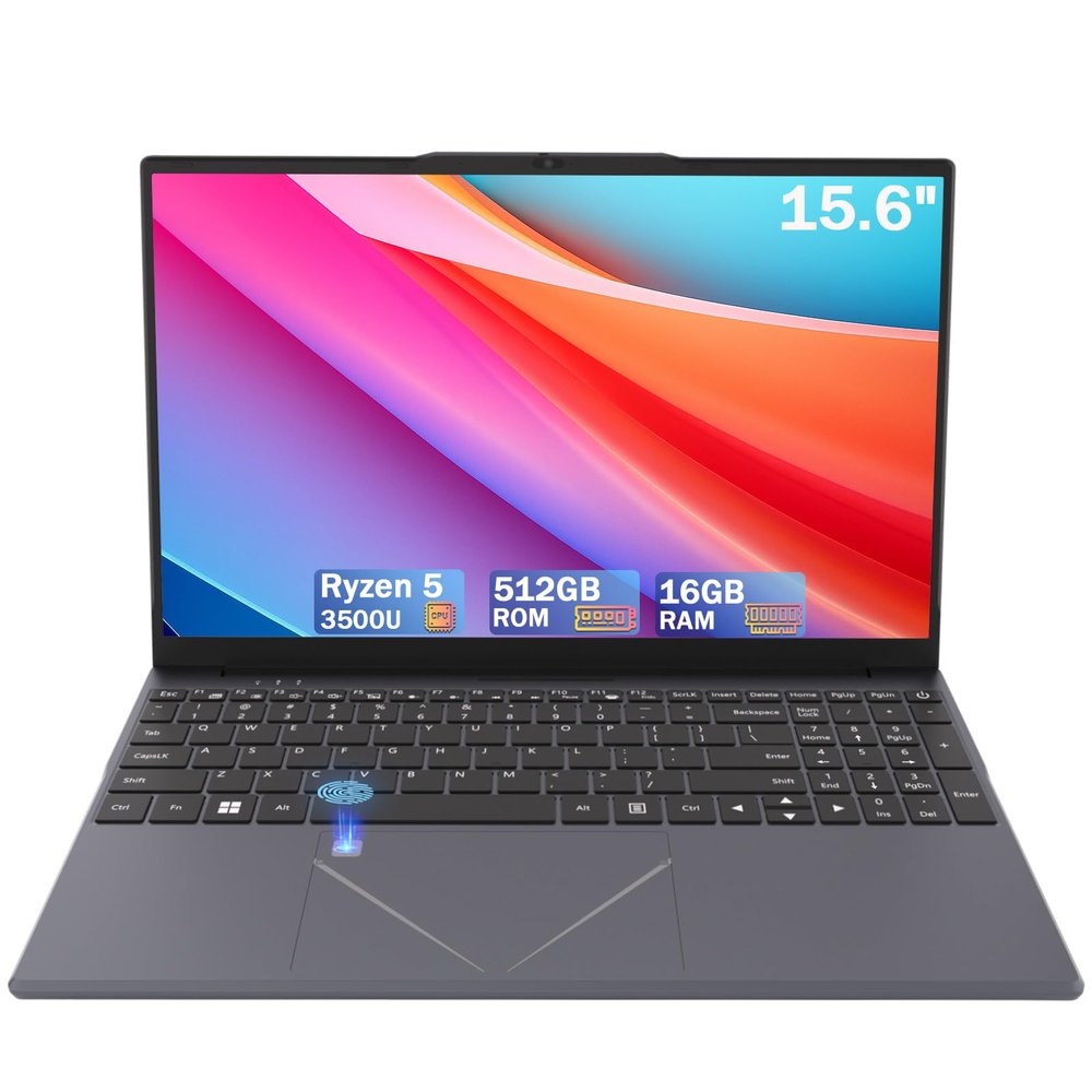 15.6" Laptop Computer - Ryzen 5 3500U (up to 3.7GHz), 16GB RAM, 512GB SSD, 15.6" IPS Display, Radeon Graphics, Fingerprint Reader, Backlit Keyboard, Thin & Lightweight for Work/School/Business