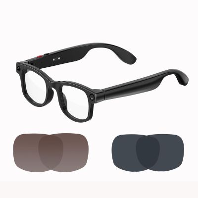 Smart Glasses Video Recording AI Glasses with 5MP Wide-Angle Camera Multiple Languages Translation Image Recognition Bluetooth Calling Music Playback for Android iOS Clear