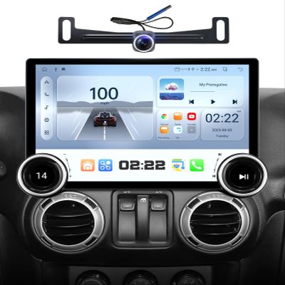Car Stereo Radio Replacement Upgrade for Jeep Wrangler JK 2007-2018 Dodge Ram Pickup 2009-2012 Wired Wireless CarPlay Android Auto GPS Navigation Touchscreen Head Unit (Double Knobs 4+64)