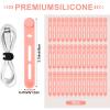 Tellegloww 42 Pcs Silicone Cable Ties Reusable Cord Straps Multipurpose Elastic Cable Organizer for Bundling Fastening Earphone Phone Charger Home Office School (Pink,3.15 Inch) view 2