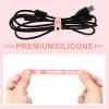 Tellegloww 42 Pcs Silicone Cable Ties Reusable Cord Straps Multipurpose Elastic Cable Organizer for Bundling Fastening Earphone Phone Charger Home Office School (Pink,3.15 Inch) view 3