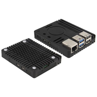 eleUniverse Ultra-Thin CNC Aluminum Alloy GPIO Passive Cooling Case with Thermal Pads for Raspberry Pi 5 2GB/4GB/8GB/16GB