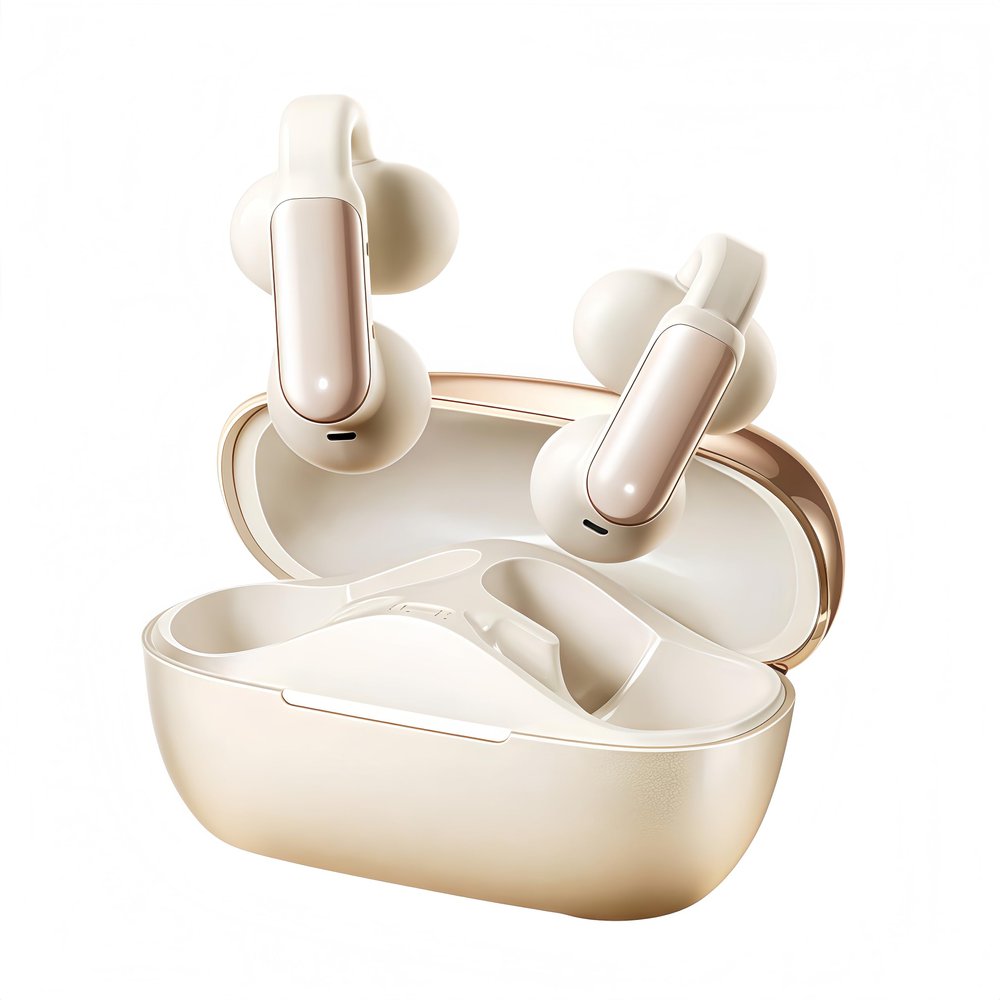 BEVCEFCC Open Ear Bluetooth Headphones for Sports, 78H Playtime, Bluetooth 5.4, Lightweight (3.2g/Ear), Comfortable Design (Rose Gold)