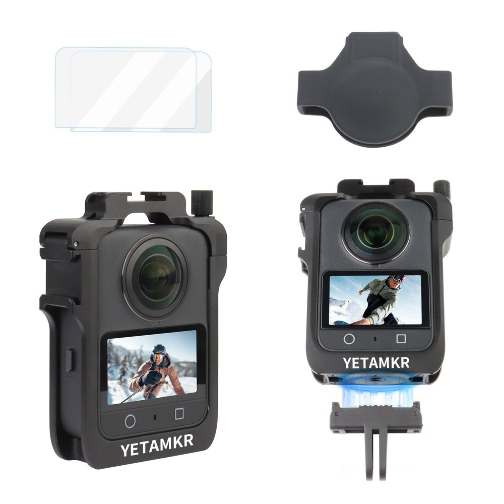 5-in-1 Protection Kit Metal Case for DJI Osmo 360 Accessories, Aluminum Camera Cage with Multiple Expansion Mount, Osmo360 Safty Lock Protective Frame with Lens Cap/Screen Protector