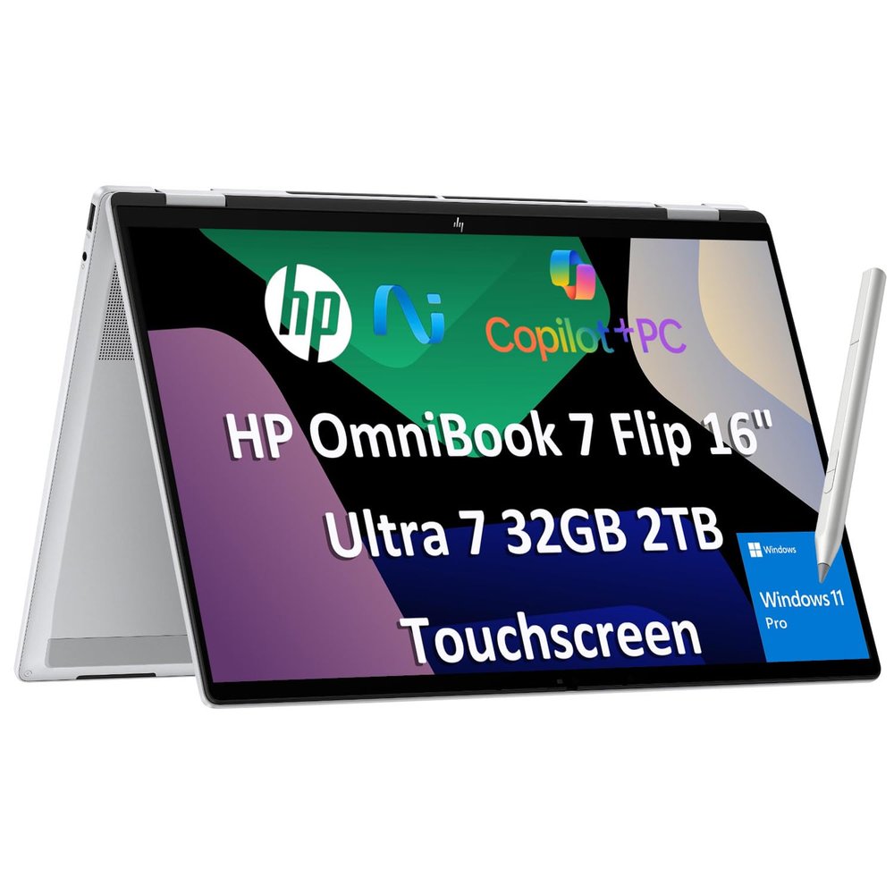 2026 HP OmniBook 7 Flip (Next Gen Envy x360) 2-in-1 Laptop (16" FHD+ Touchscreen, Intel Ultra 7 258V, 32GB DDR5 RAM, 2TB SSD, Arc 140V GPU (16GB), MPP Stylus), AI PC, IR Webcam, Wi-Fi 7, Win 11 Pro