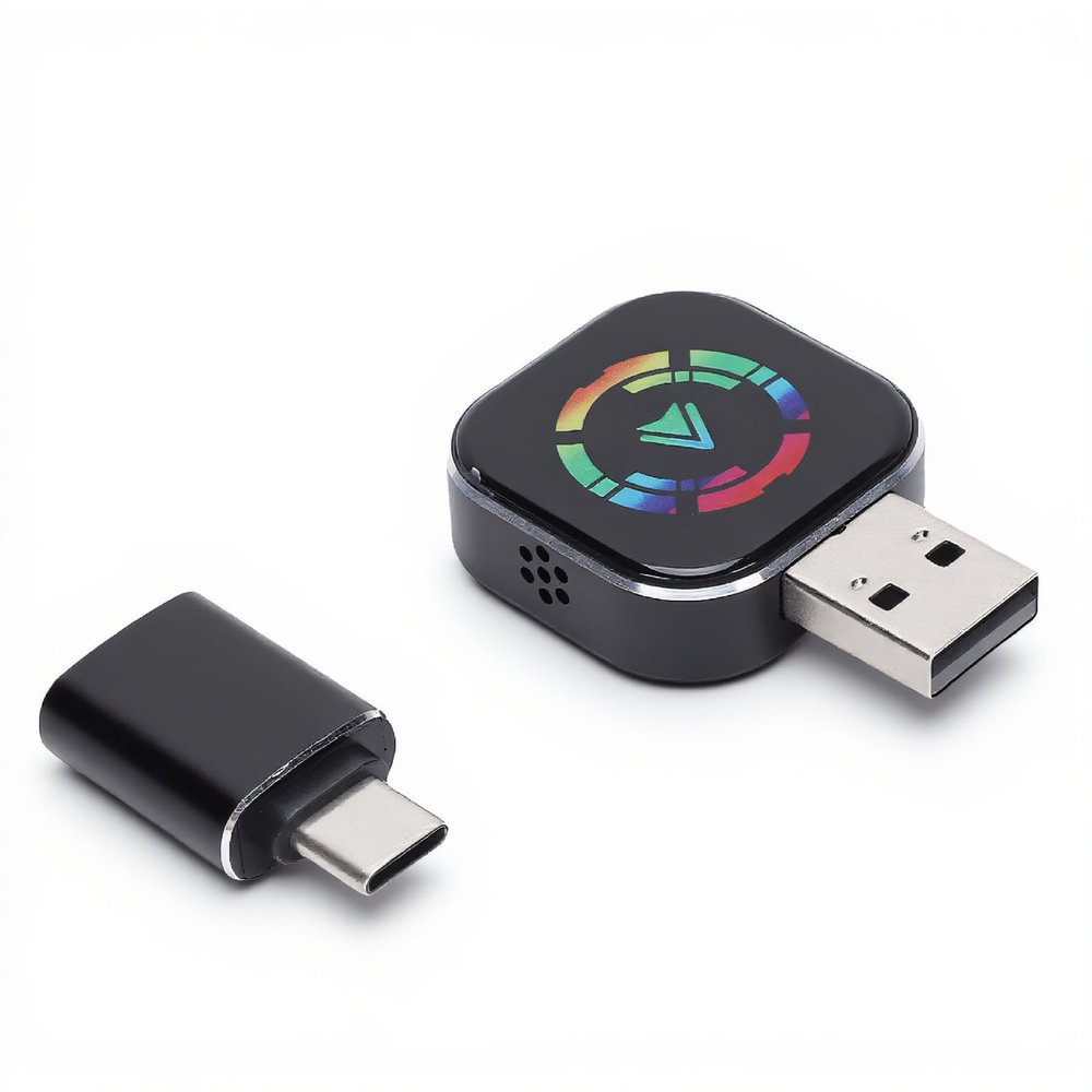 YUEHISY 2 in 1 Wireless Car Play Adapter, Wireless Android Auto Dongle, with Type C to USB Adapter, Plug & Play, Auto Connect
