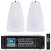 Rockville Bundle: (2) PEN-80T White 8" 70V 40W Hanging Pendant Speaker Bundle with RCS180-6 180 Watt 6 Zone 70v Amplifier/Bluetooth for Commercial/Restaurant use (3 Items) view 1