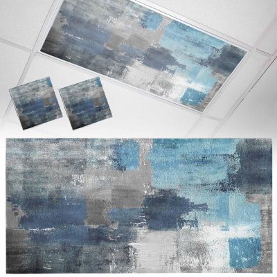 2 Pack Fluorescent Light Cover for Drop Ceiling 4 x 2 ft Classroom Magnetic Fluorescent Light Filters Teal Blue Gray Graffiti Modern Abstract Texture Drop Ceiling Supplies for Home Office School