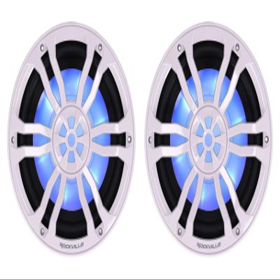 Rockville Bundle: (2) RM-PREMIUM104 White Marine Boat 10" Subwoofer 1200W Dual 4 Ohm, Free Air Design, RGB LED Lighting, Polycarbonate Cone, for Marine Audio Enthusiasts (2 Items)