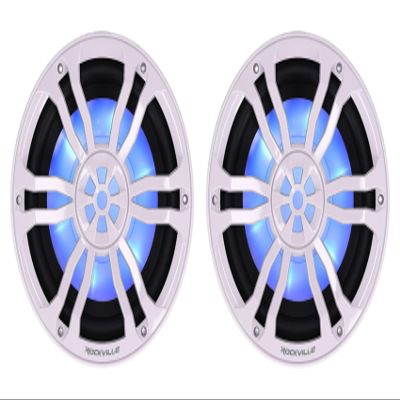 Rockville RM-PREMIUM102 White Marine Boat 10" Free Air Sub, RGB LED, 2-Pack