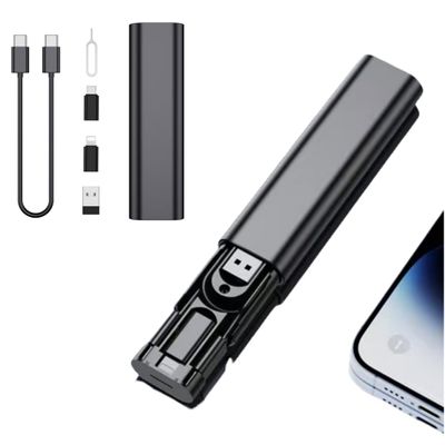 BCletty Hidden Data Cable Storage Box with 60W Super Fast Charging Cable, Multifunctional Multiple adapters, Versatile Matching Type-C Interface/Portable Adapter Storage Box (Black)