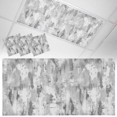 3 Pack Fluorescent Light Cover for Drop Ceiling 4 x 2 ft Classroom Magnetic Fluorescent Light Shade Filters Abstract Art Gray Oil Painting Drop Ceiling Supplies for Home Office School Library