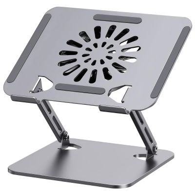 Adjustable Cooling Stand For Laptop With Fan, Ergonomic Desk Riser For Tablets, Carbon Steel With Usb Cooling, Anti-Slip Base Compatible With 1017 Inch Devices