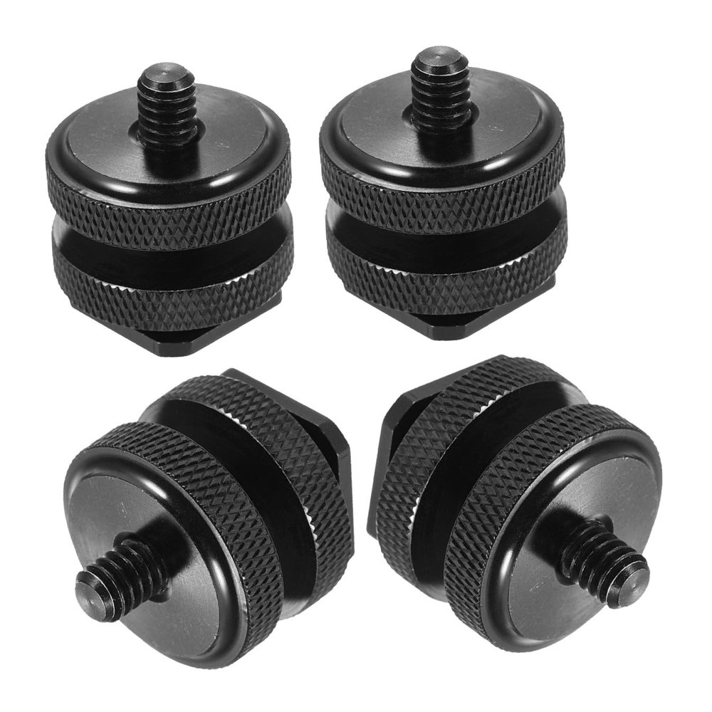 Angoily 4 PCS Hot Shoe Flash Adapter Double Screw Camera Mount Converter for DSLR Rig Flash Trigger TTL Cable Holder