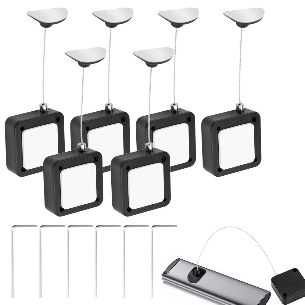 6 Pcs 6.5 Ft Retractable Remote Control Tether, Remote Control Leash with Adjustable Lock Strap TV Remote Tether for TV and DVD Remotes, Game Controllers, Tablets and Showrooms, Remote Rescue