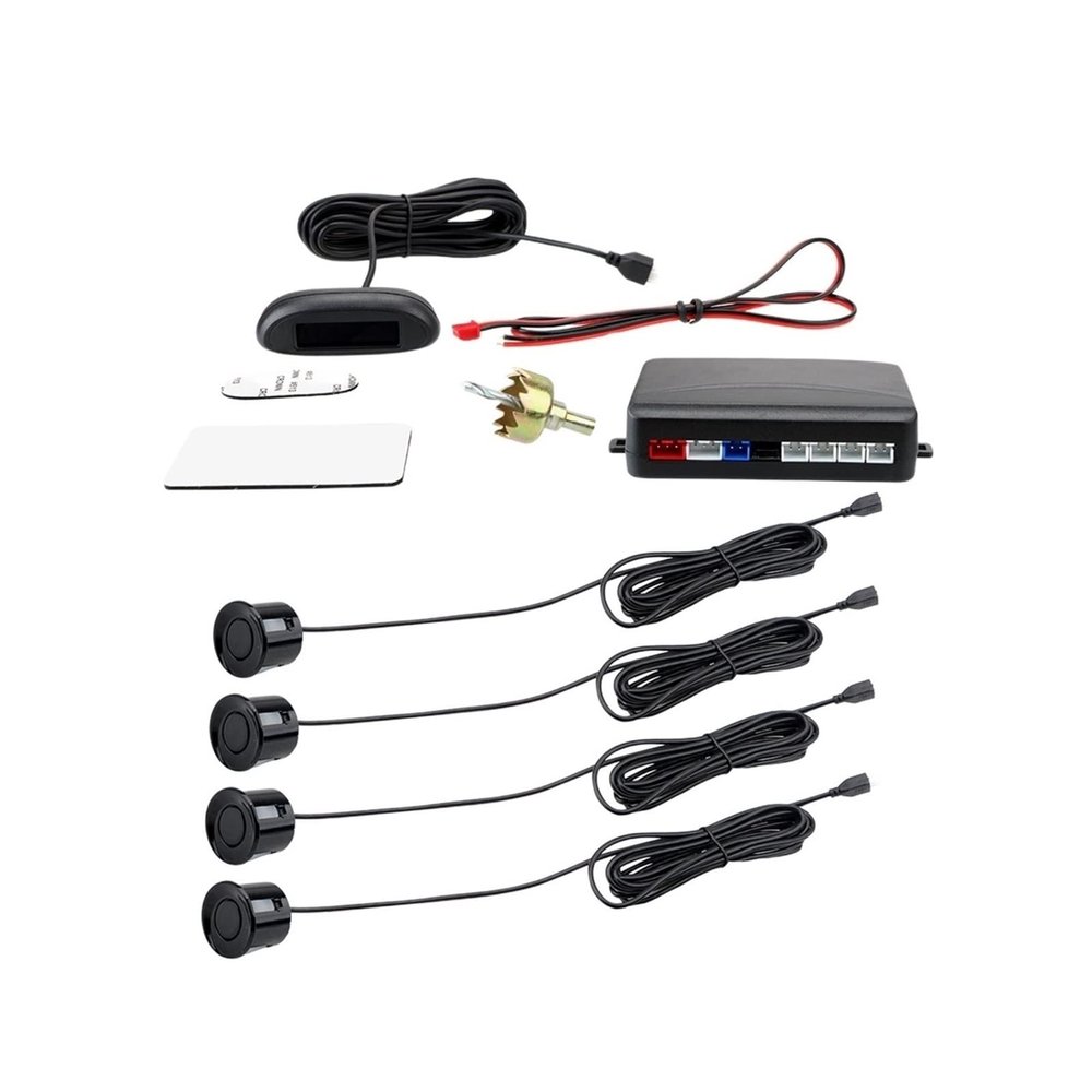 Car Automatic Parktronic Buzzer Detector System Parking Sensor System LCD Cars Parking Sensor 12V DC Car Reversing Radar(Black)