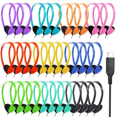 TJZXGUI Type C Headphones Bulk for Classroom School Kids 12 Pack,USB C Wired Headphones for School Compatible with Pad Smartphones Mixed Colors