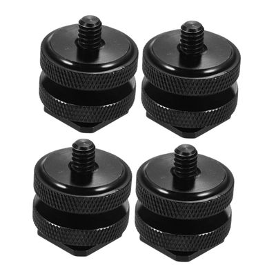 Balacoo 4 PCS Double Screw Hot Shoe Mount Adapter for DSLR Cameras Lightweight Camera Rig Accessory with Enhanced Locking for Tripod and Flash Stand Compatibility
