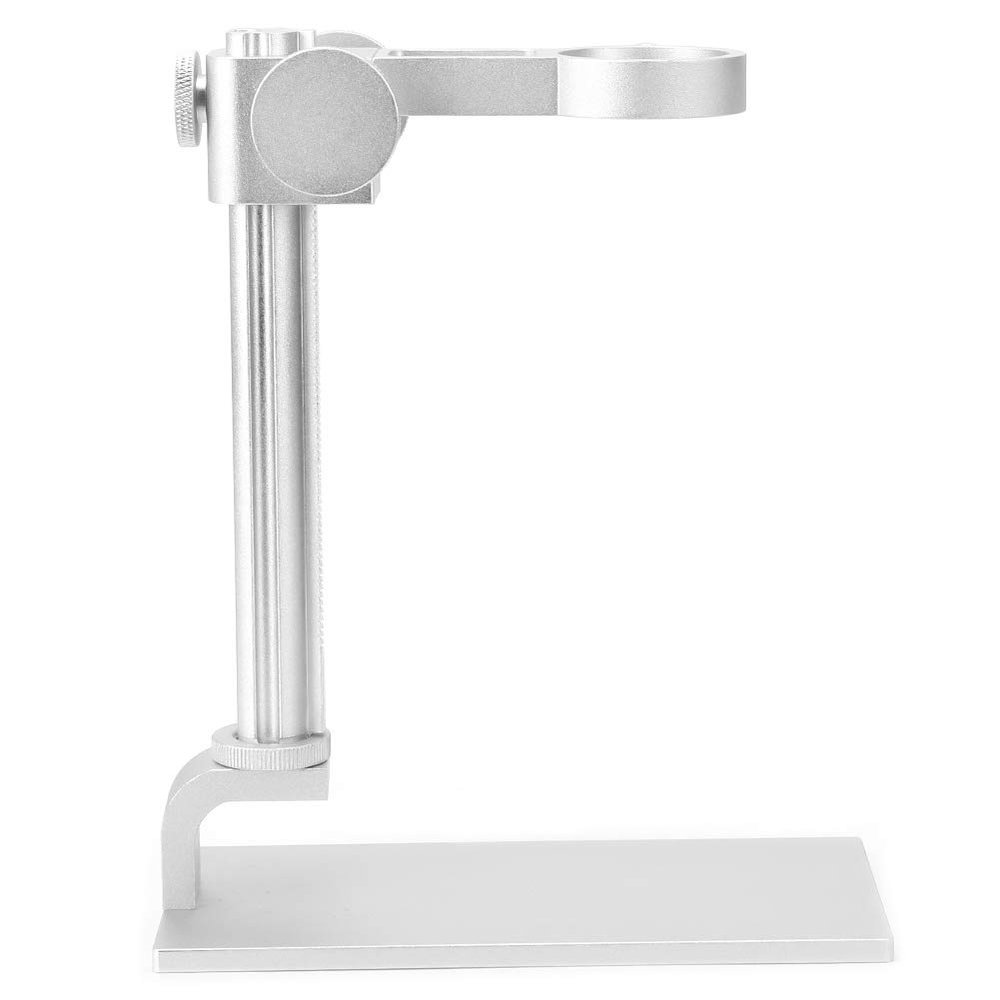 QANYEGN Microscope Stand Holder, Adjustable Aluminum Alloy Stand Bracket, Digital Electron Microscope Holder Accessory (White)
