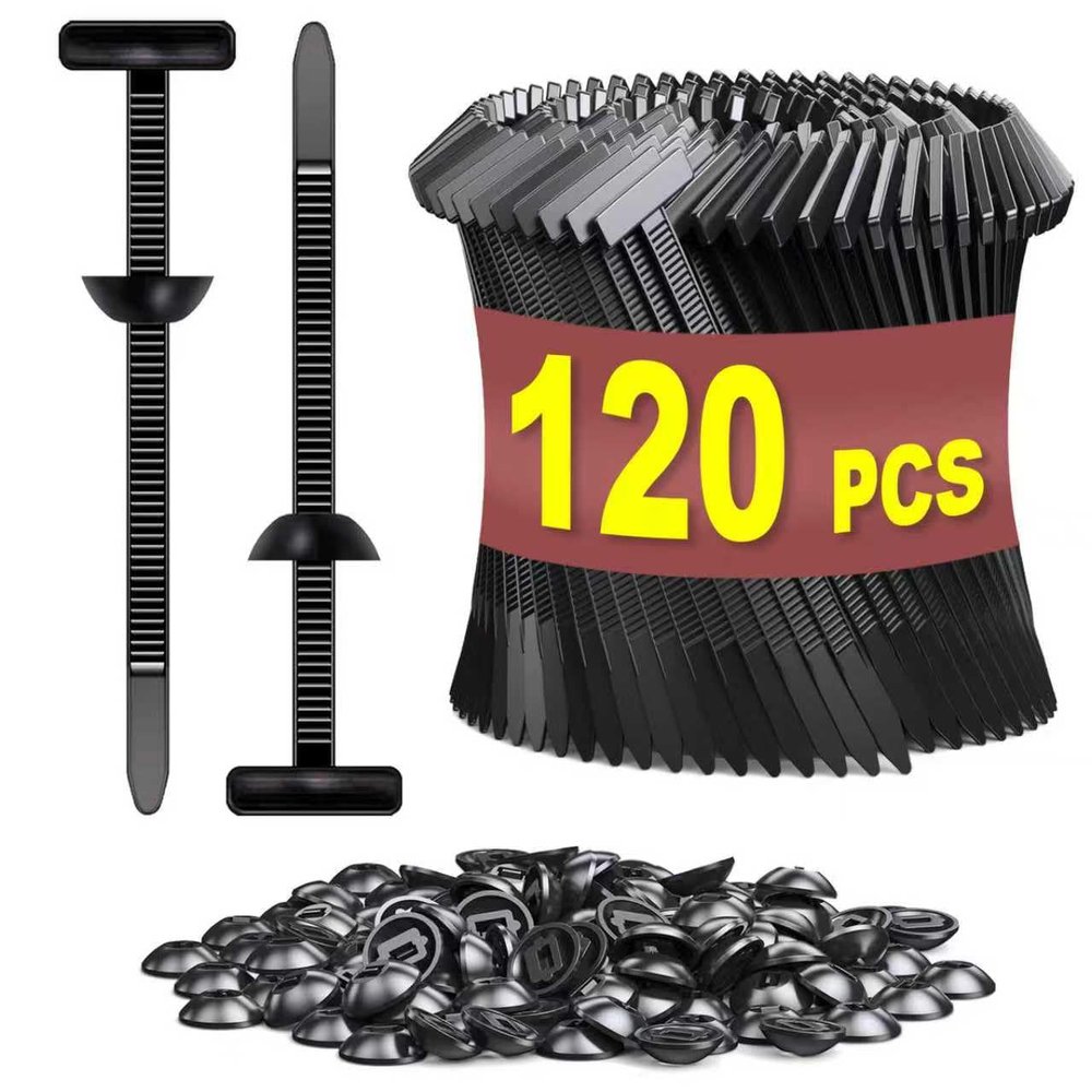 120 PCS Cable Tie Buckle for Car, Nylon Universal Zip Ties, New T Nylon Automotive Cable Clips for Car Fender, Engine Cover, Mudguard Fastener, Automotive Replacement Screw Fixing.