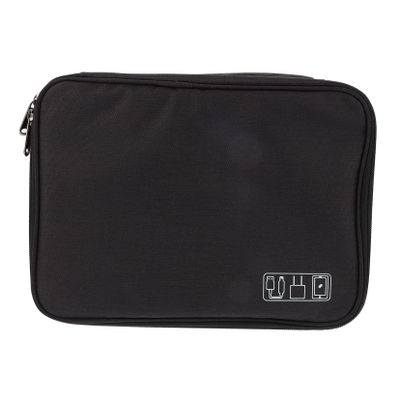 DIYEAH Multifunctional Electronic Storage Bag Lightweight Earphone Cable Organizer Pouch with Mesh Pocket for Travel Home Use Black Compact