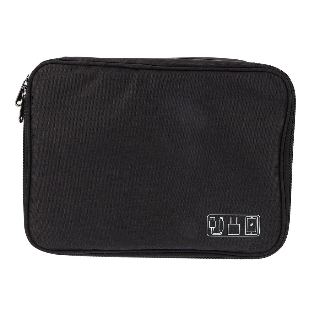 DIYEAH Multifunctional Electronic Storage Bag Lightweight Earphone Cable Organizer Pouch with Mesh Pocket for Travel Home Use Black Compact