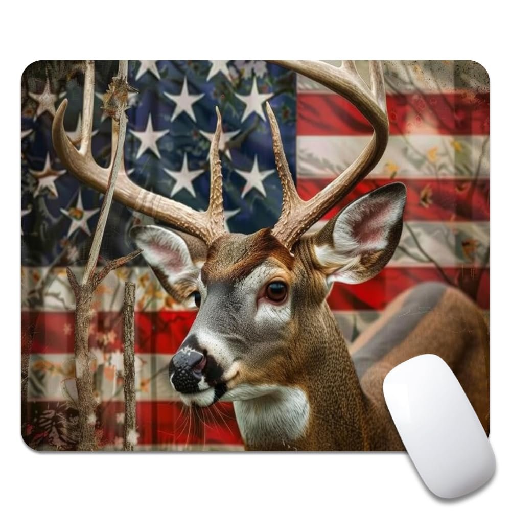 Deer Camo Flag Square Mouse pad, Waterproof, Anti Slip Rubber Base, Computer Mouse pad