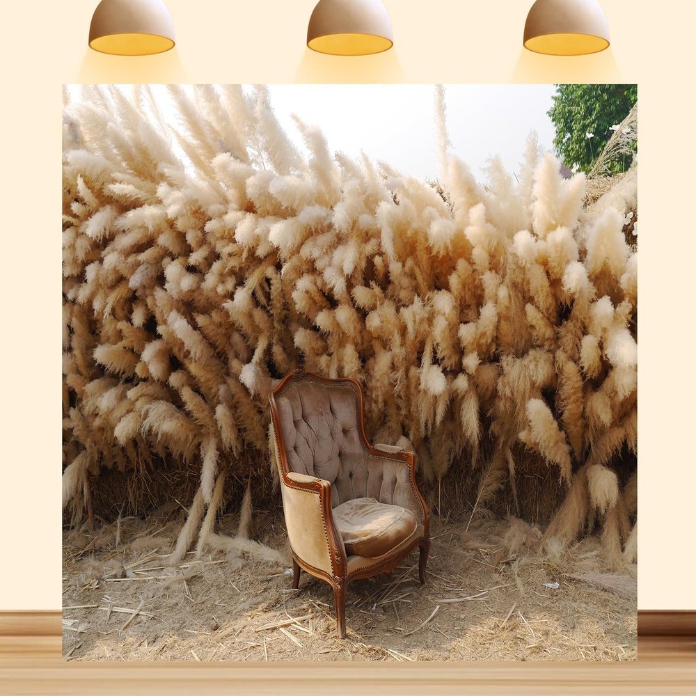 10X7ft Fabric Boho Backdrop Wedding Arch of Pampas and Cereals Bohemian Style Background Party Decoration Baby Shower Baptism Newborn Photo Booth Props