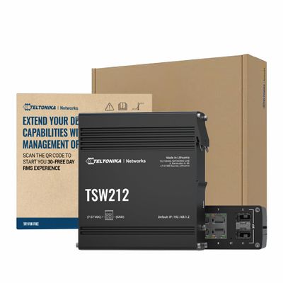 Teltonika TSW212 Industrial Managed Ethernet Switch - 8 Port Gigabit Switch with 2 SFP Ports - L2 with L3 Features Network Switch - Support PROFINET & Other Protocol - Custom OS, RMS Compatible