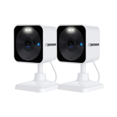 Defender GO 2K AI Powered WiFi Indoor/Outdoor Home, Business, Pet, Baby Security Camera, AI Detection, Dual Band, Spotlight/Siren, Color Night Vision, 2-Way Talk, Works with ClearVu App, 2 Pack