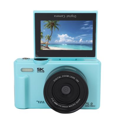 Diydeg Digital Cameras for Photography, 3in Flip Screen 5K 75MP WiFi Mirrorless Vlog Camera Travel with 18X Digital Zoom Flash Anti Shake Video for Teens